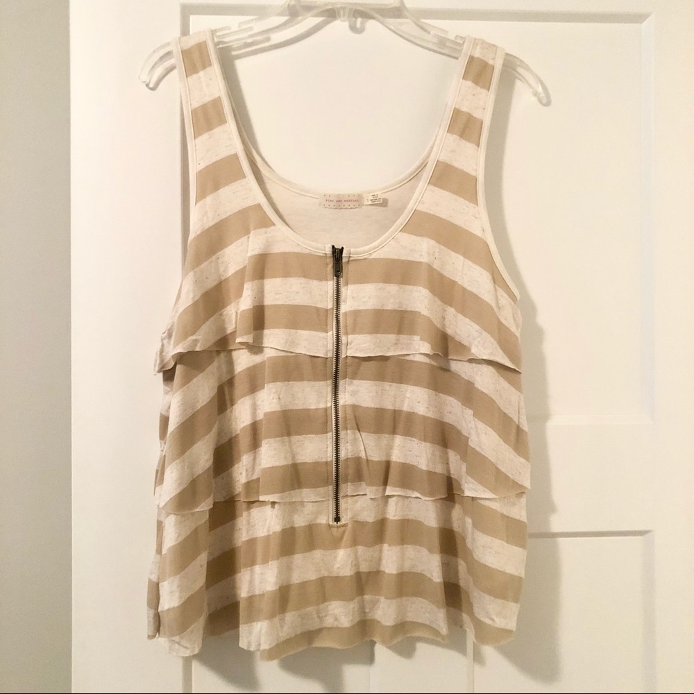 Pins & Needles Tan and Cream Striped Tank Top